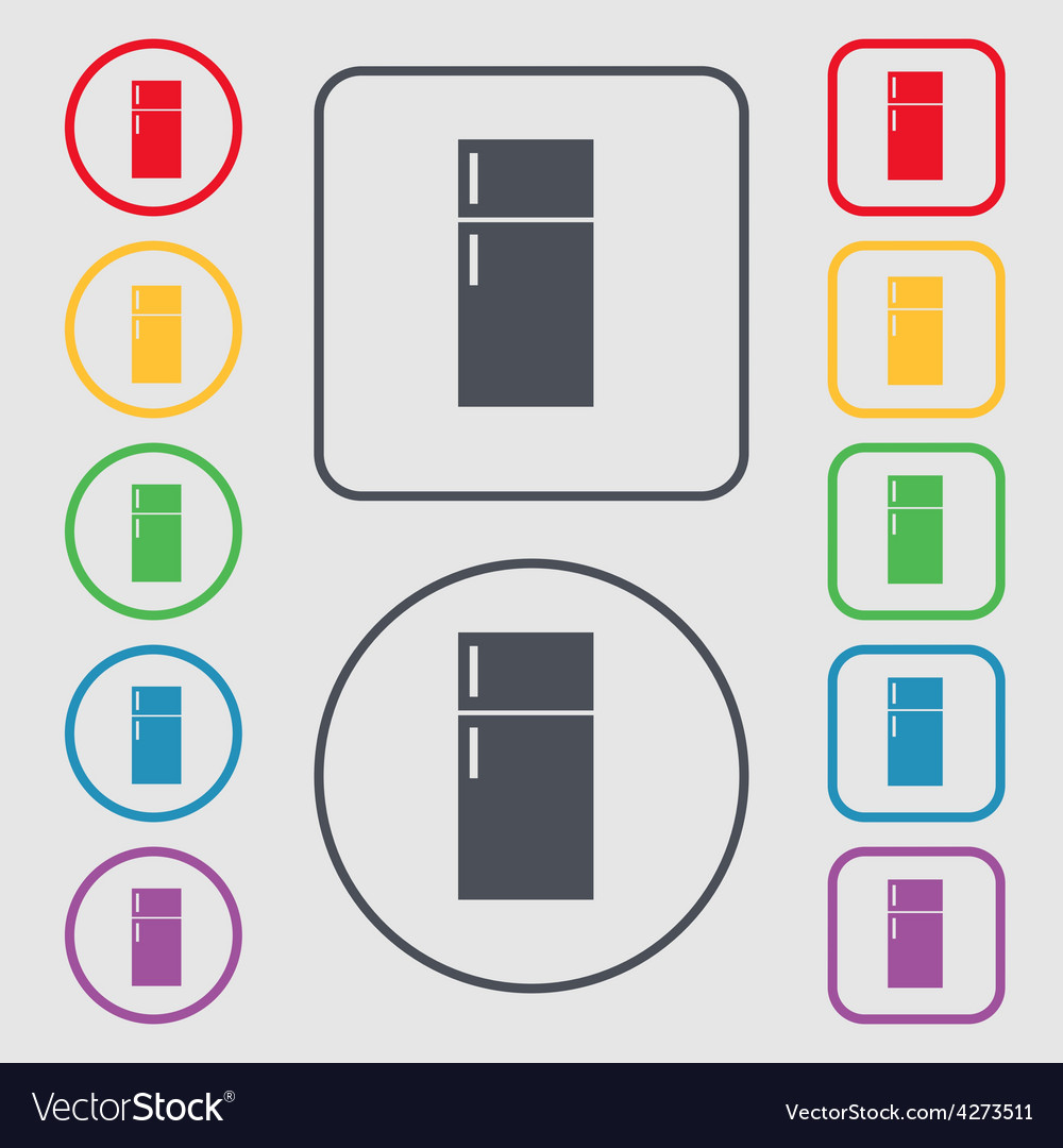 Refrigerator icon sign symbol on the Round and Vector Image