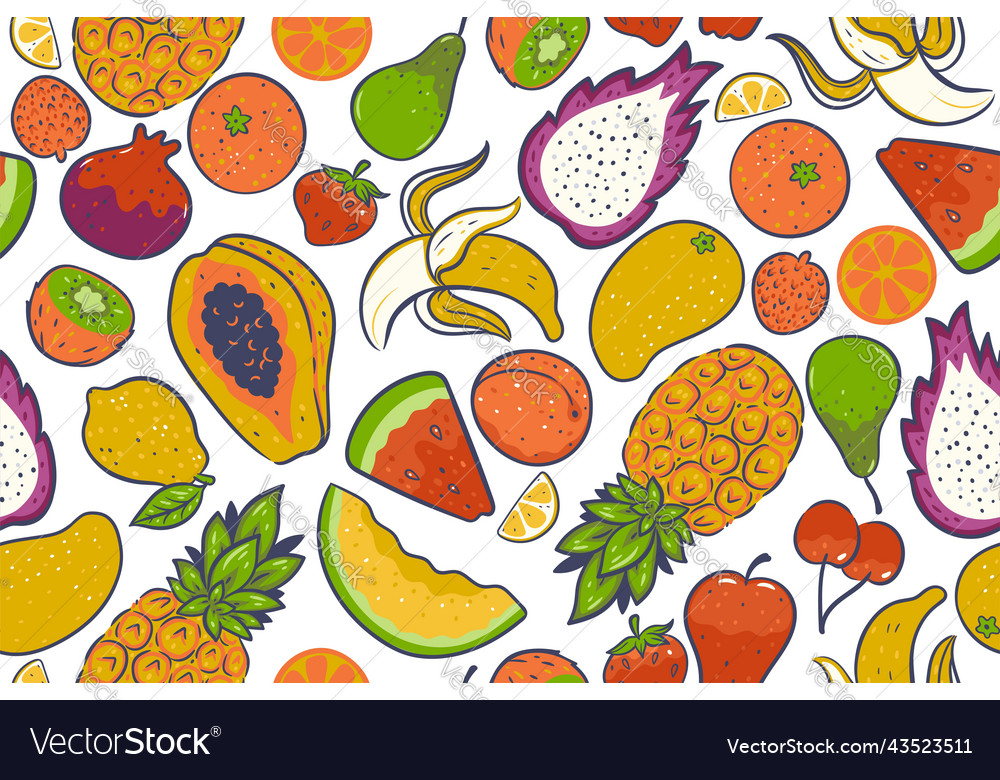 Seamless pattern of fruits on a white background Vector Image