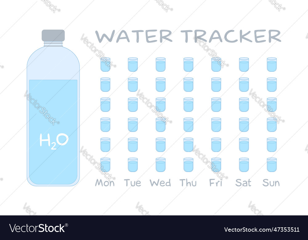 Water tracker balance calendar Royalty Free Vector Image