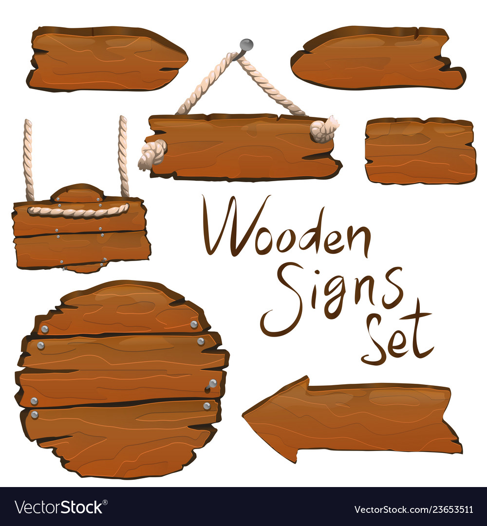 Wooden signs set