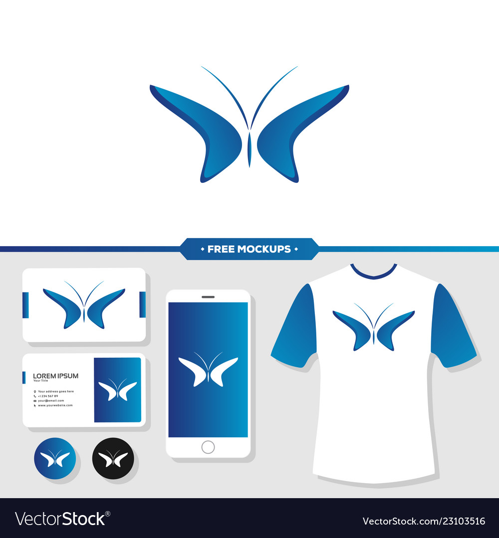 Download Butterfly Logo Branding With Stationery Mockup Vector Image PSD Mockup Templates