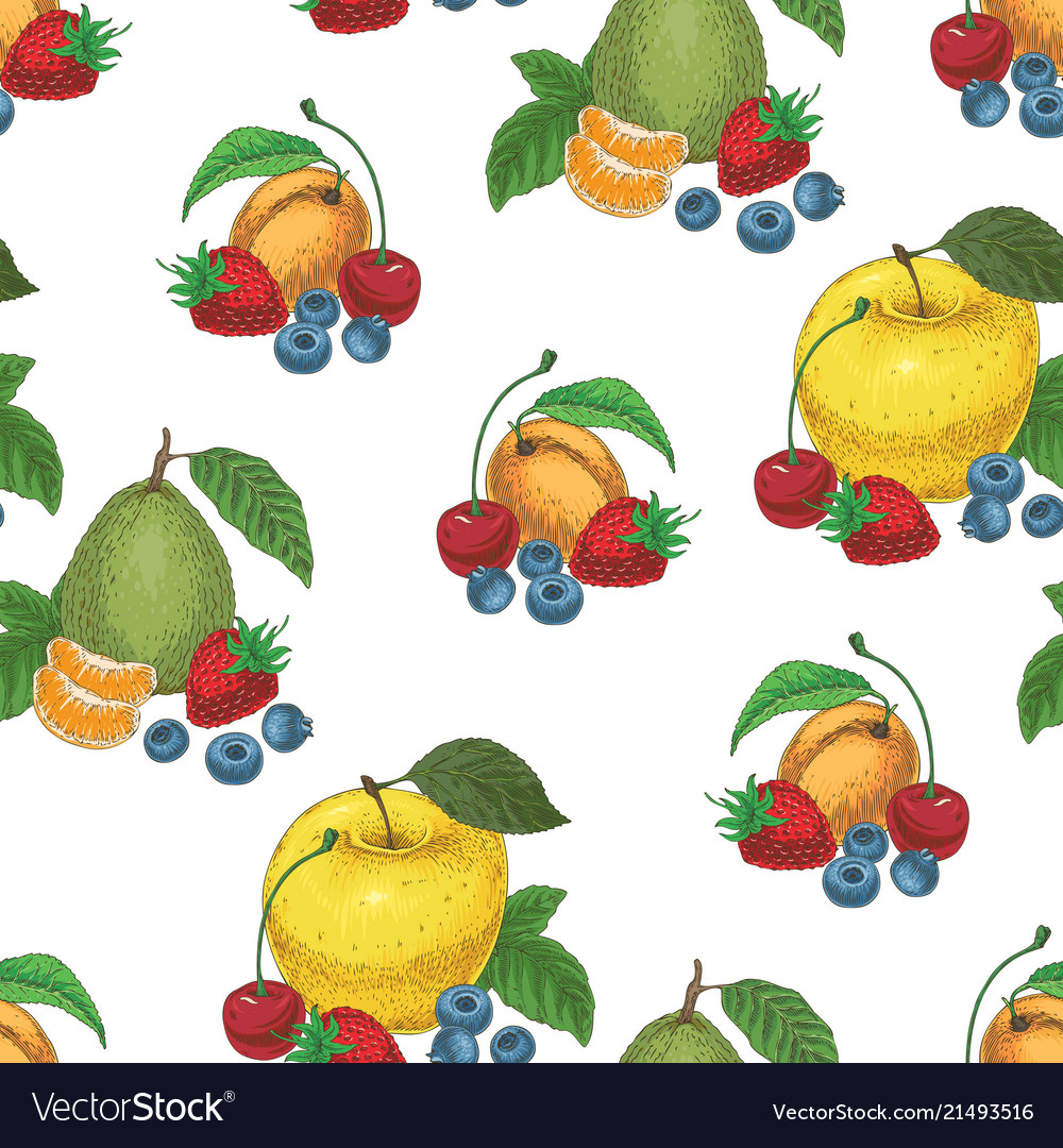 Fruits and berries seamless pattern