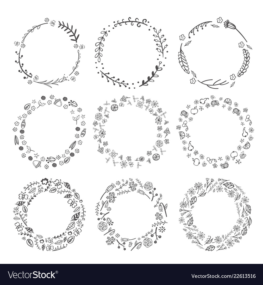 Hand drawn decorative wreaths tribal Royalty Free Vector