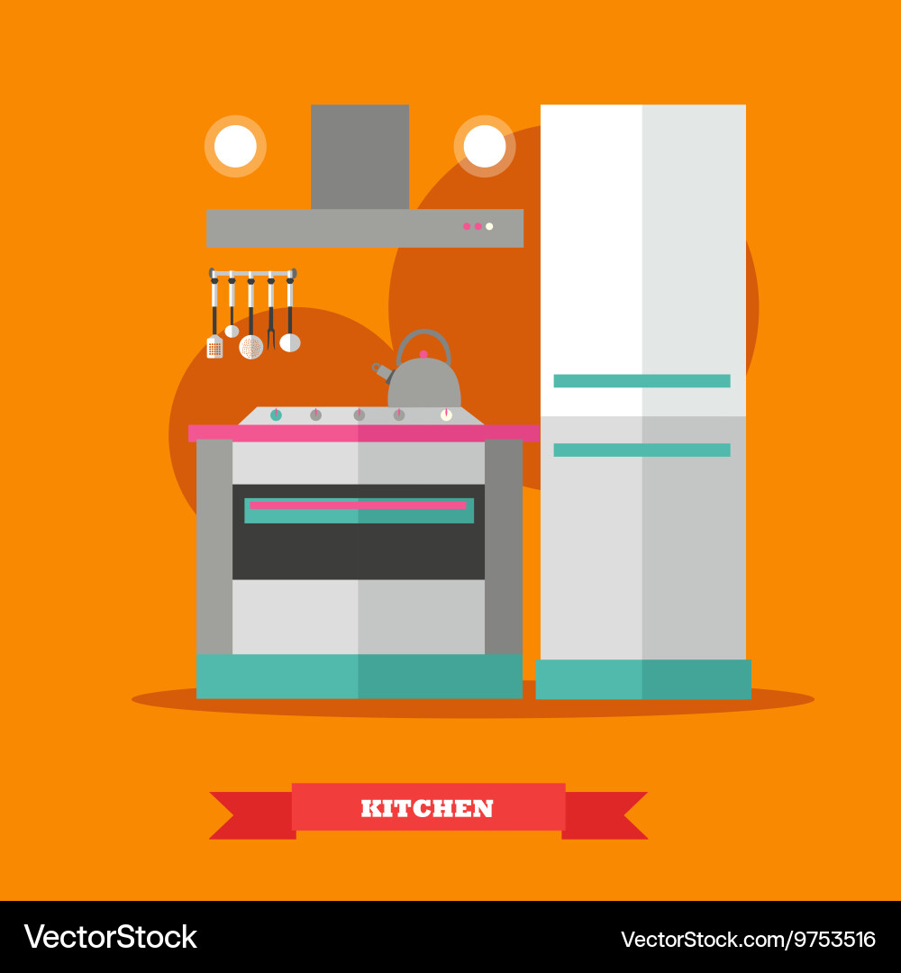 Modern kitchen interior Royalty Free Vector Image