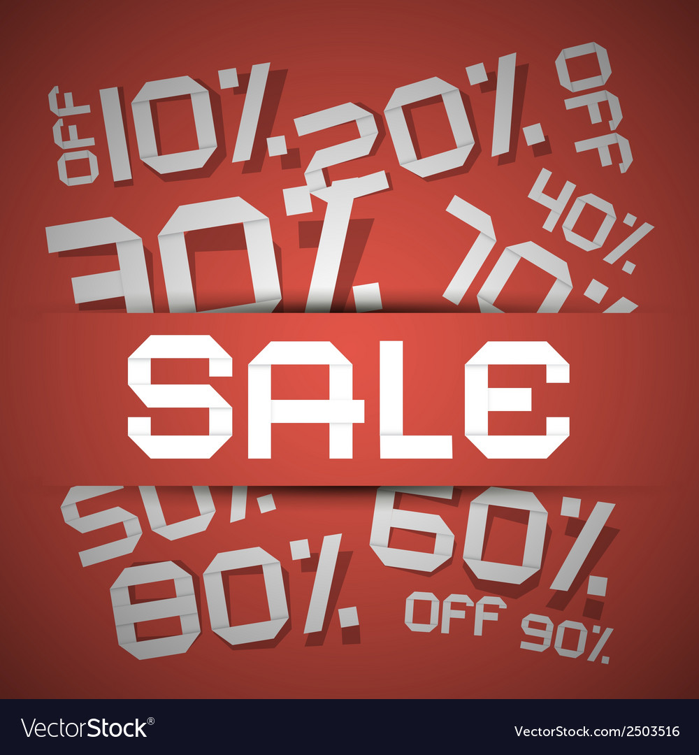 Sale paper title - discount on red background