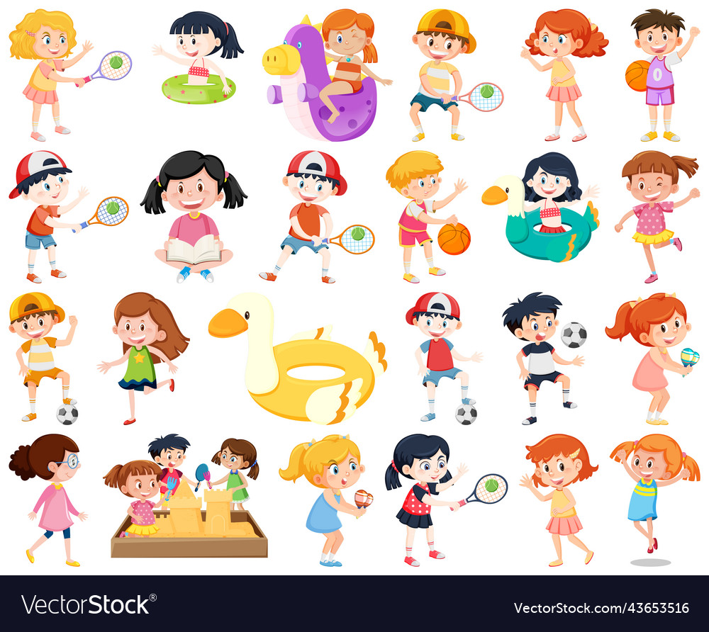 Set of children doing different activities Vector Image