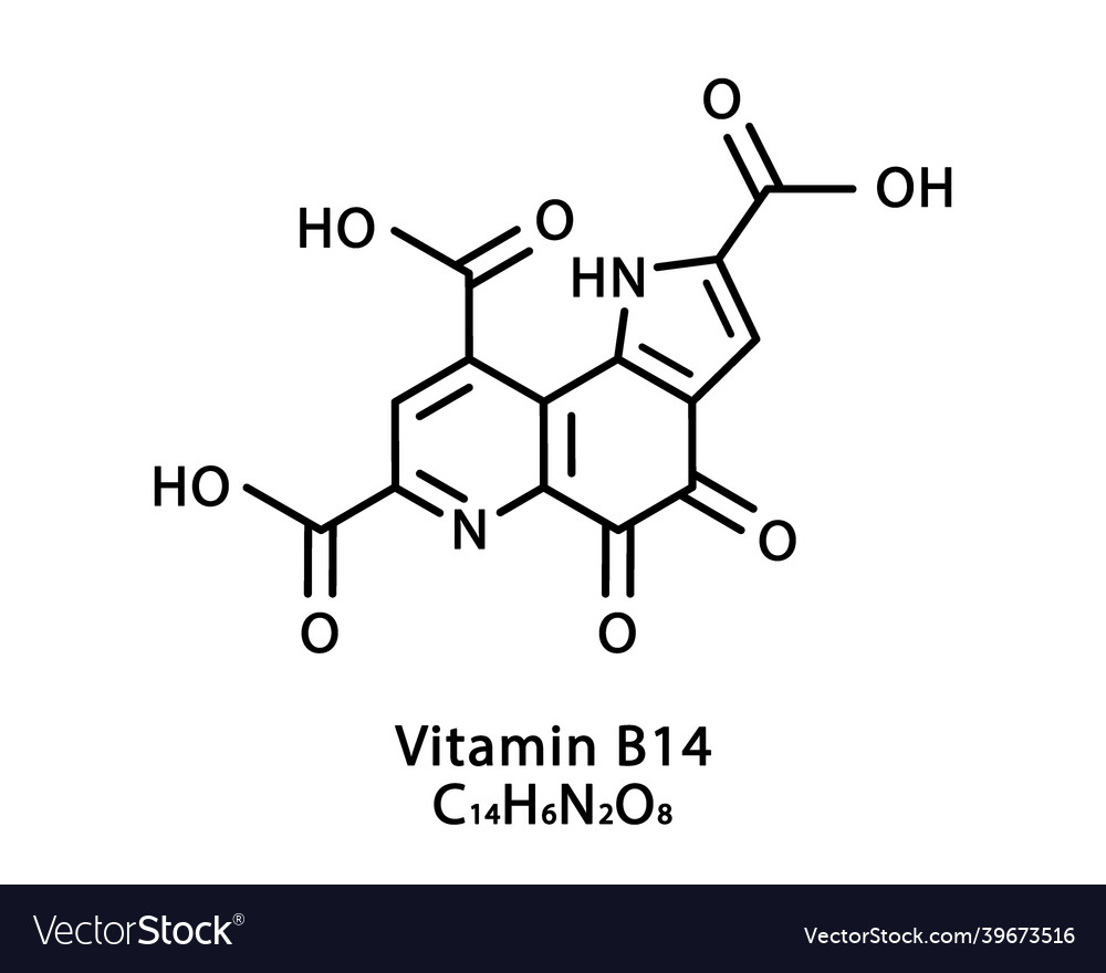 Vitamin b14 pyrroloquinoline quinone molecular Vector Image