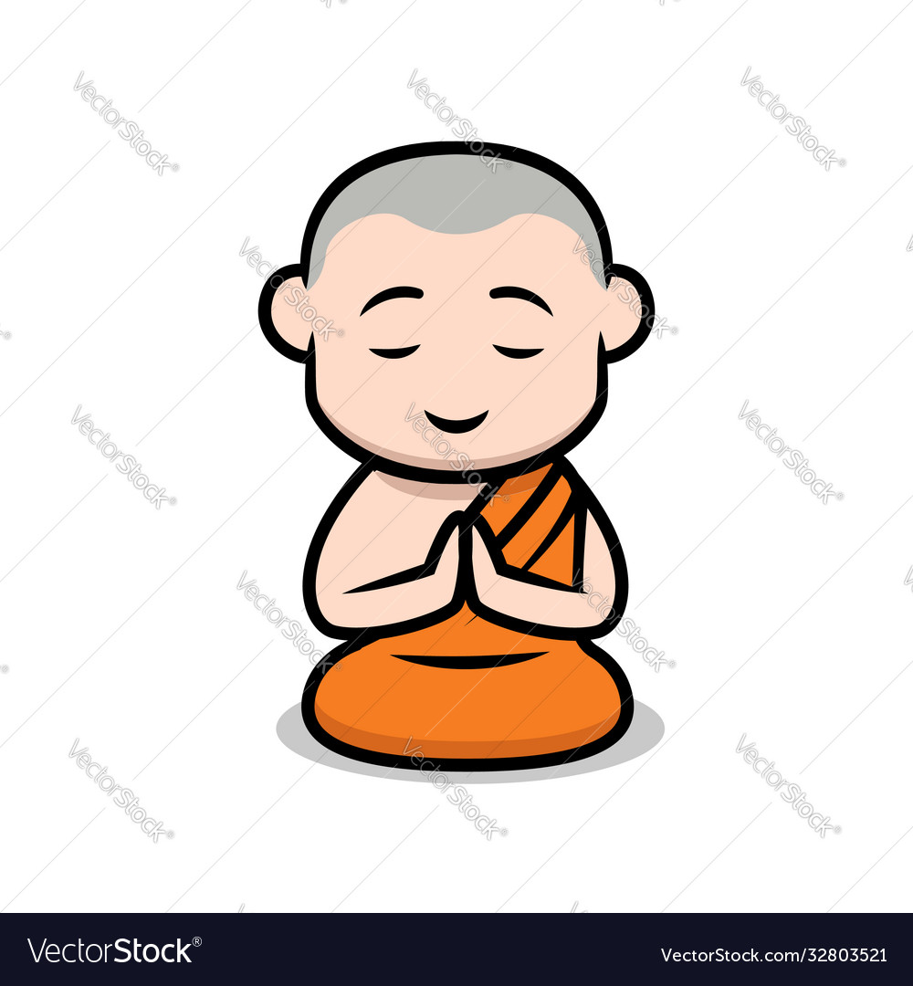 Cute buddhist monk Royalty Free Vector Image - VectorStock