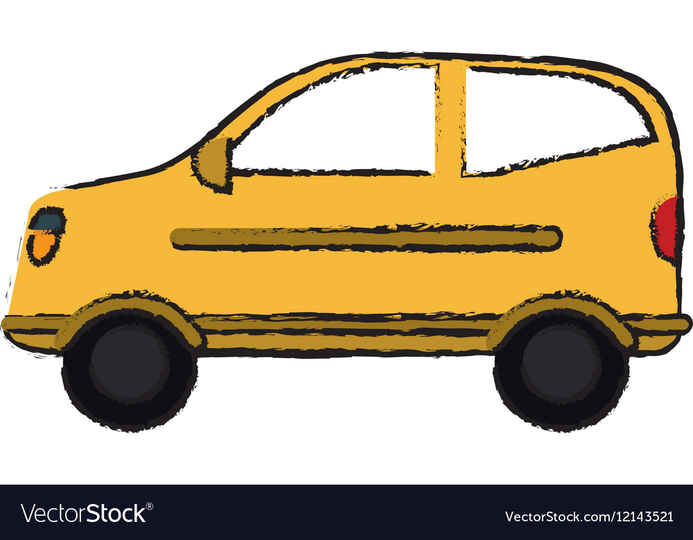 Drawing Hatchback Car Vehicle Side View Royalty Free Vector
