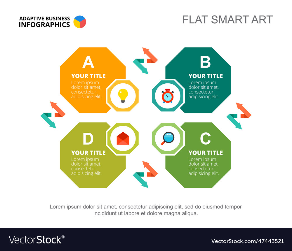Four success components slide template Royalty Free Vector