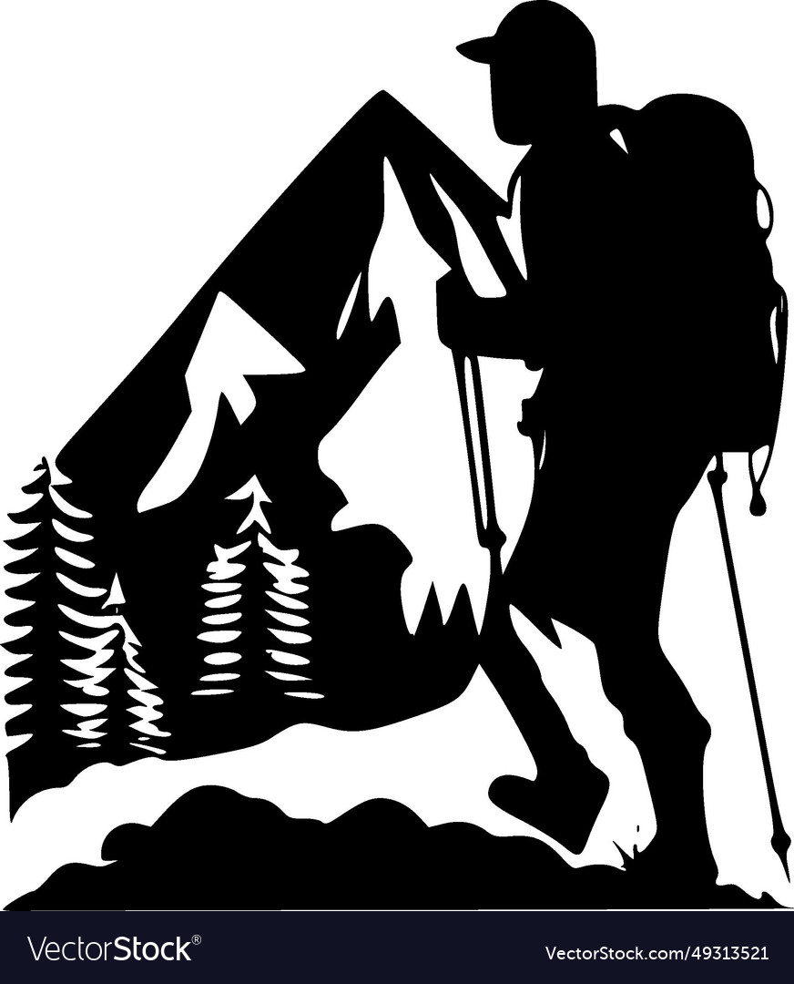 Hiking - minimalist and flat logo