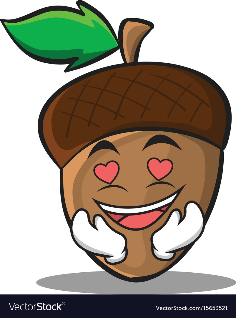 In love acorn cartoon character style