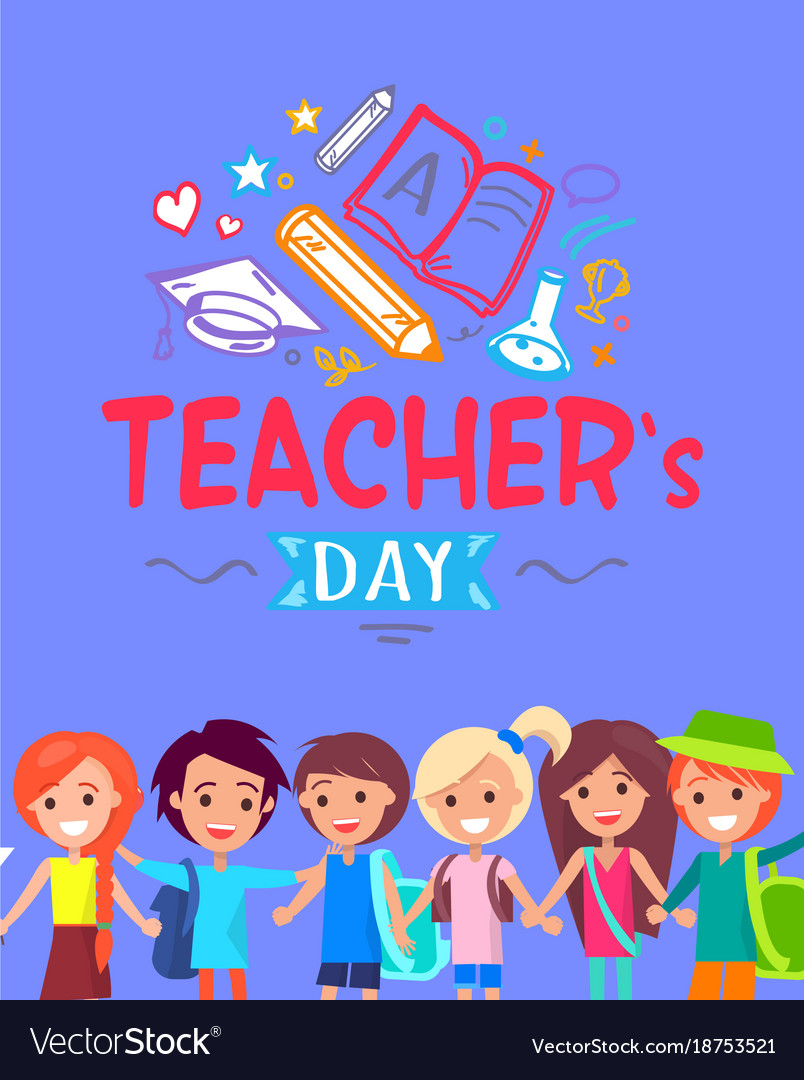 Teachers day blue placard Royalty Free Vector Image