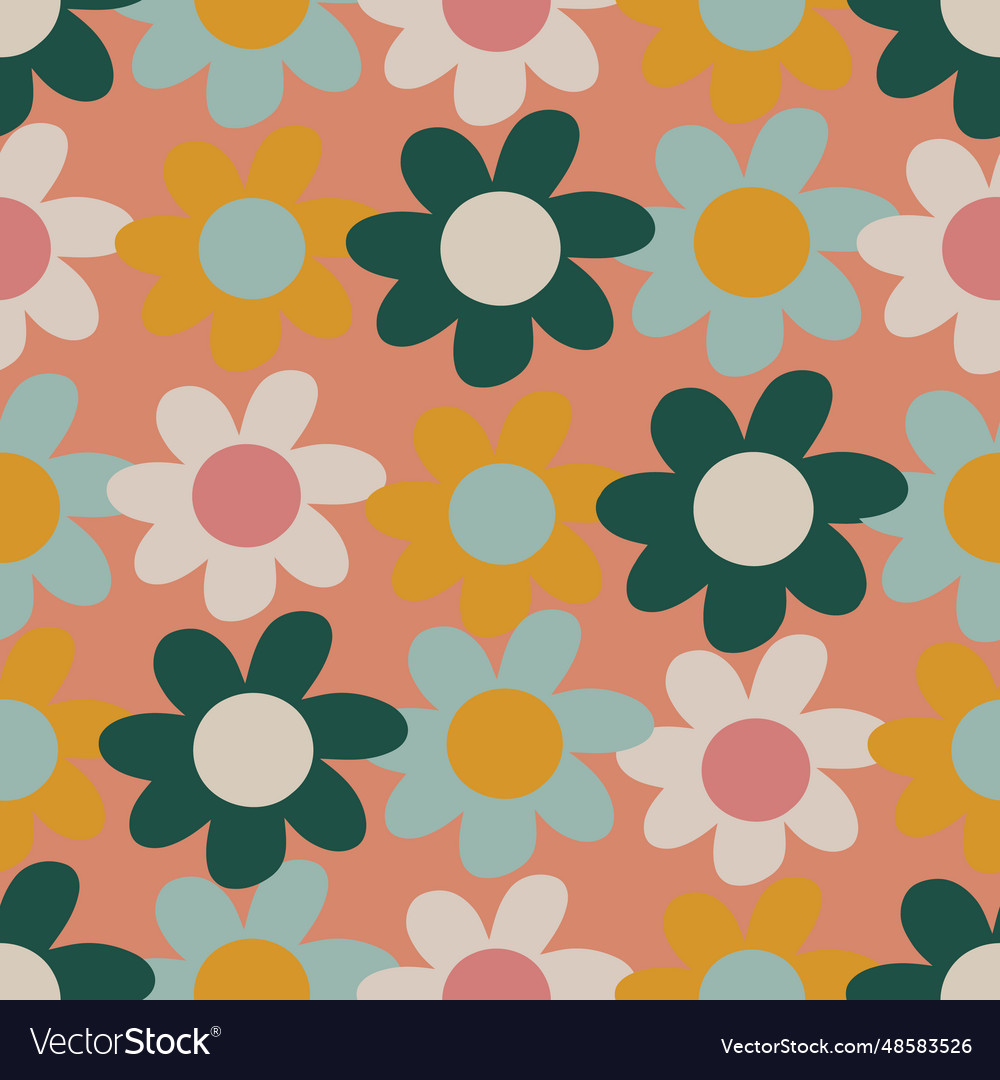 Big spring flowers repeating pattern Royalty Free Vector