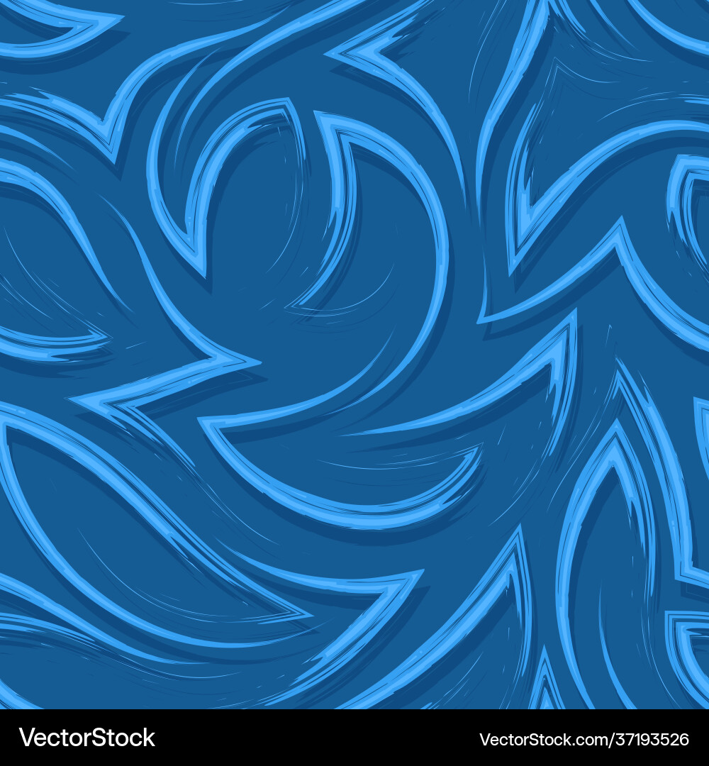 Blue seamless pattern flowing brush Royalty Free Vector
