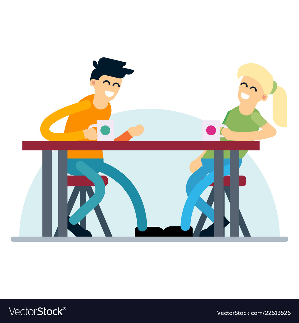 Couple having coffee date flat design Royalty Free Vector Couple having coffee date flat design Royalty Free Vector
