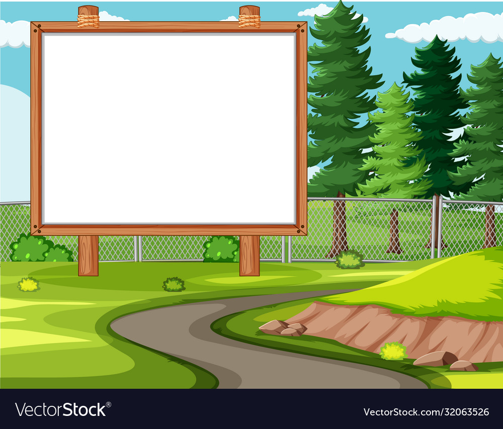 Empty banner board in nature park scenery Vector Image