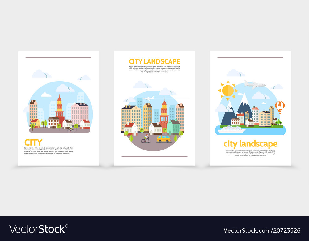 Flat City Landscape Vertical Banners Royalty Free Vector