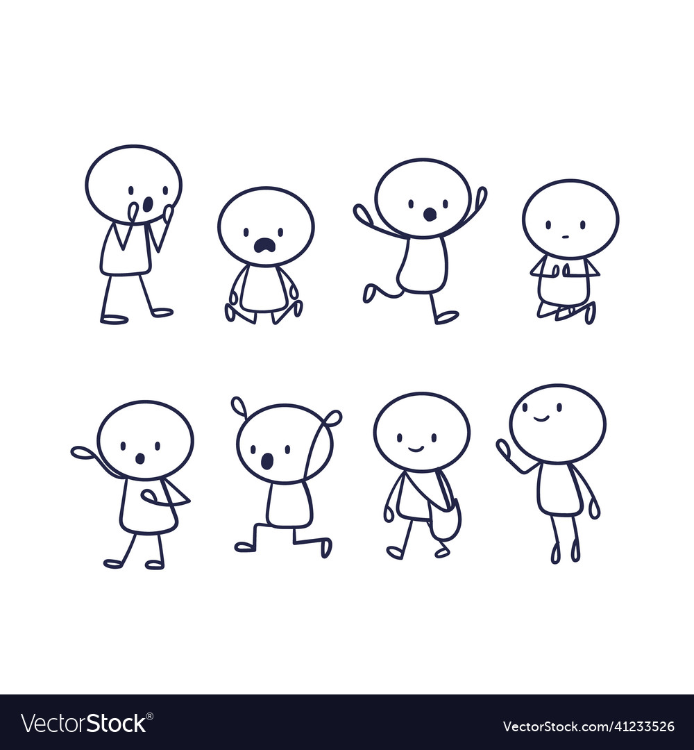 Hand drawn stickman set isolated on white Vector Image