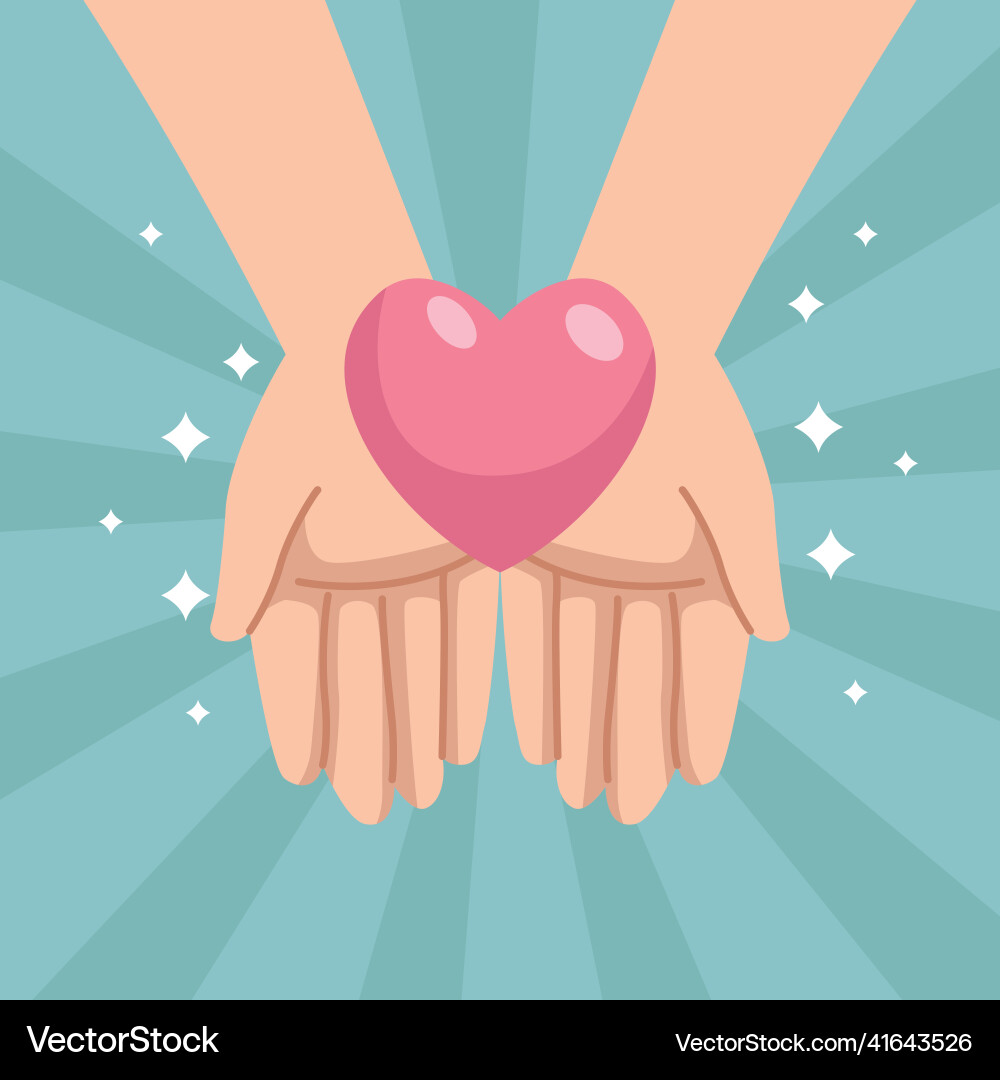 Hands lifting heart scene Royalty Free Vector Image