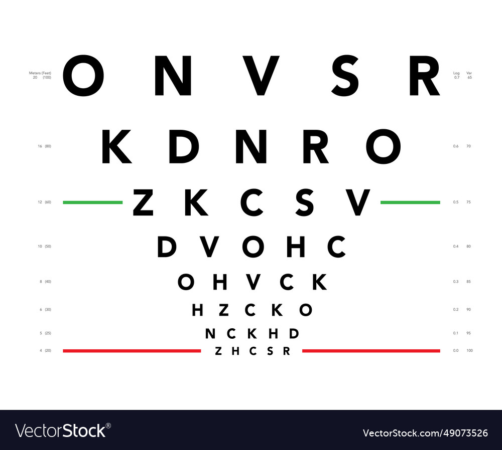 Logmar chart eye test medical Royalty Free Vector Image