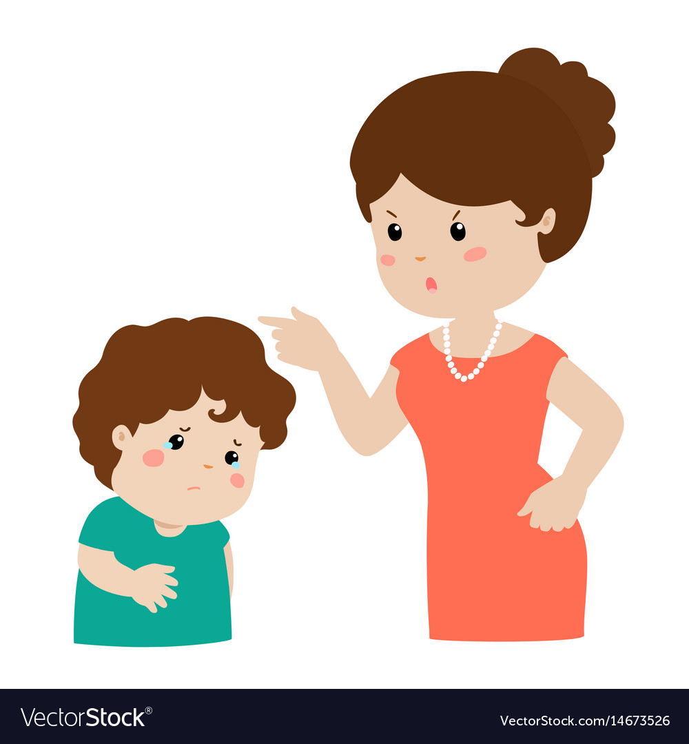 Mother scolds her son cartoon character Royalty Free Vector