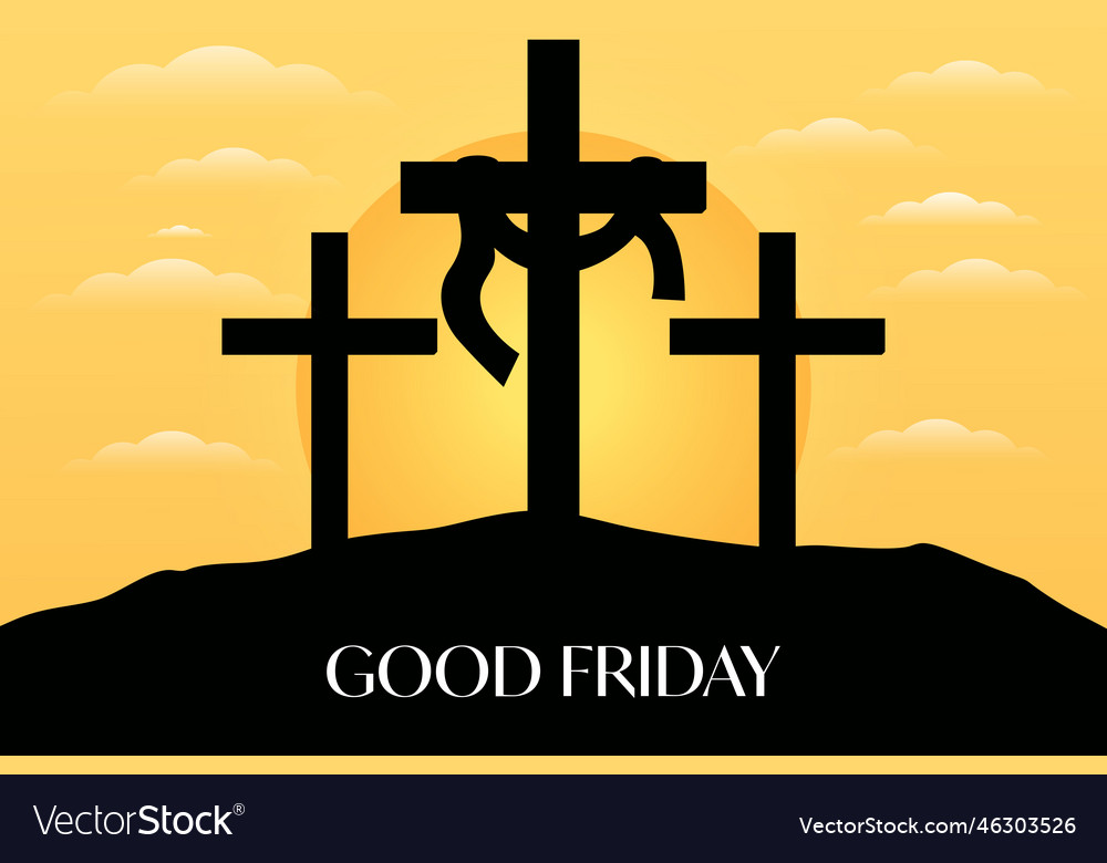 Silhouette good friday with cross on the hill Vector Image