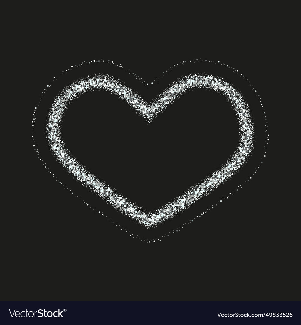 Silver dust on a black background in the shape of Vector Image