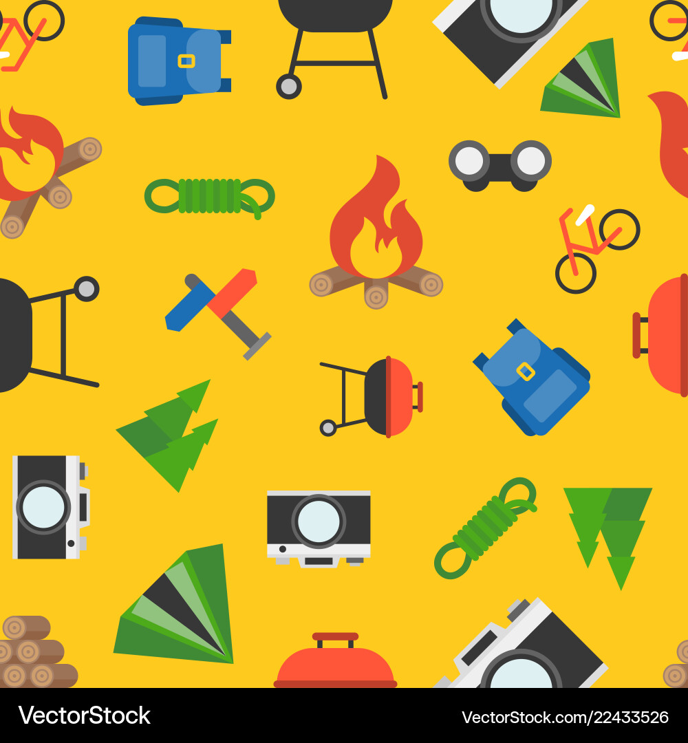 Summer camp seamless pattern theme Royalty Free Vector Image