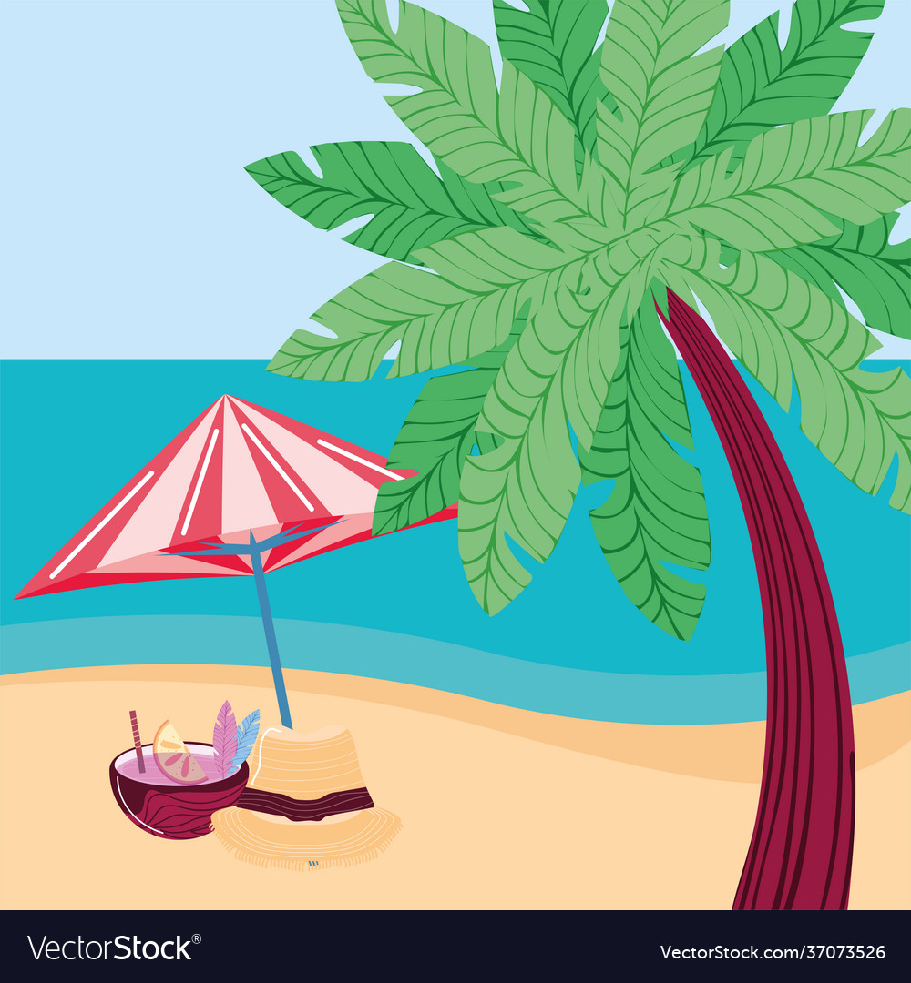 Summer palm umbrella Royalty Free Vector Image