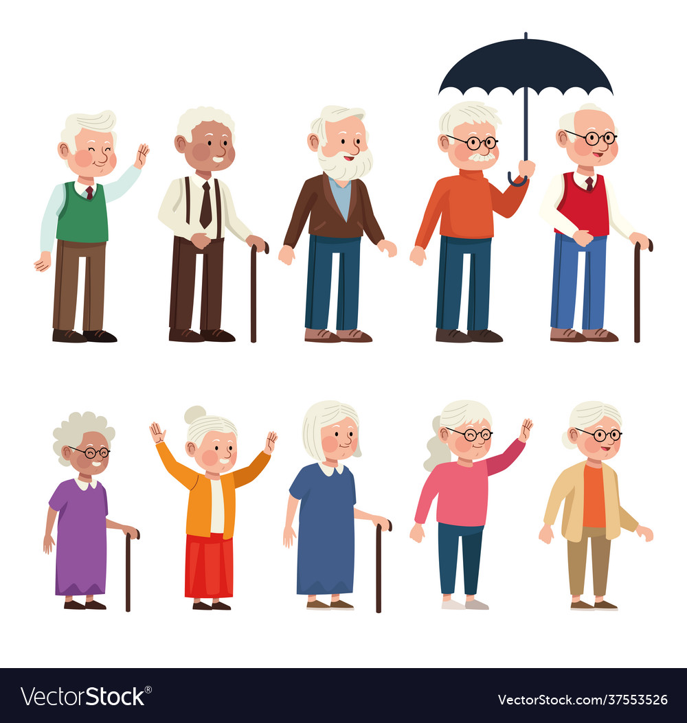 Ten elder persons Royalty Free Vector Image - VectorStock