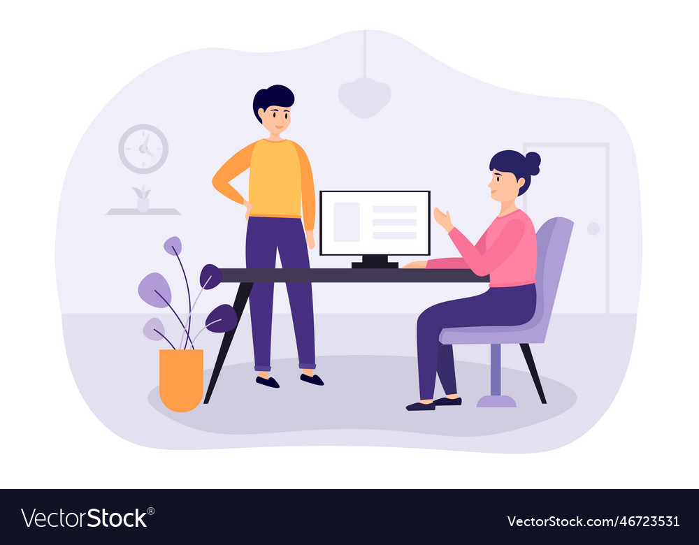 Cartoon characters working as programmers together