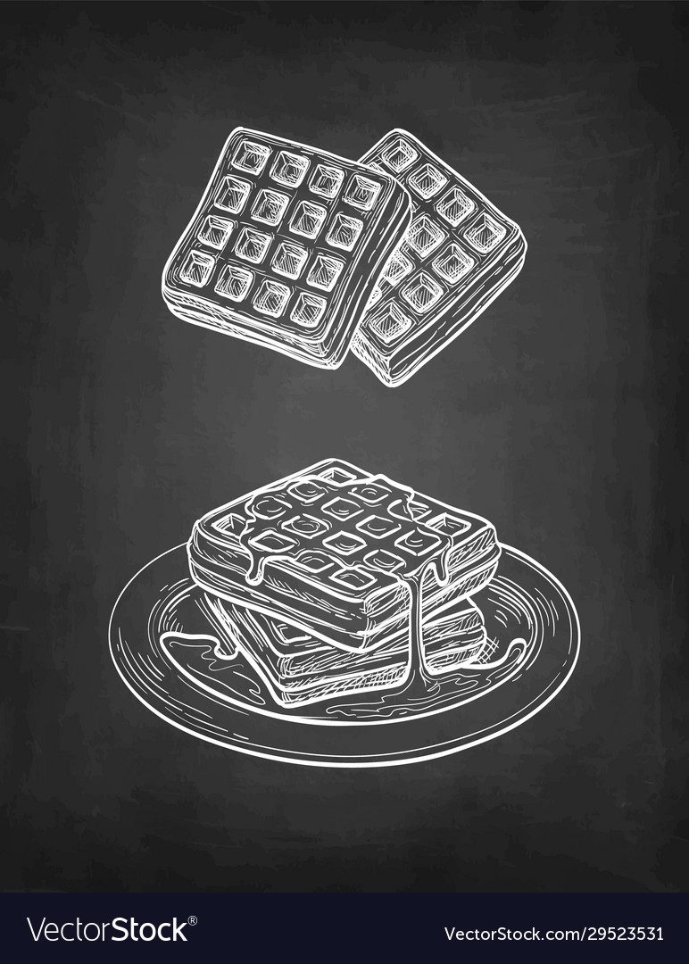 Chalk Sketch Waffles Royalty Free Vector Image