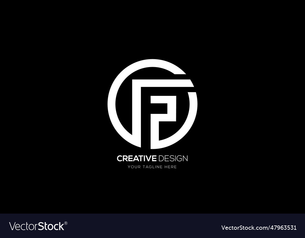 Creative letter fp negative space brand logo Vector Image