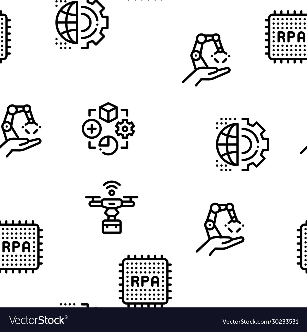 Robotic process automation seamless pattern Vector Image