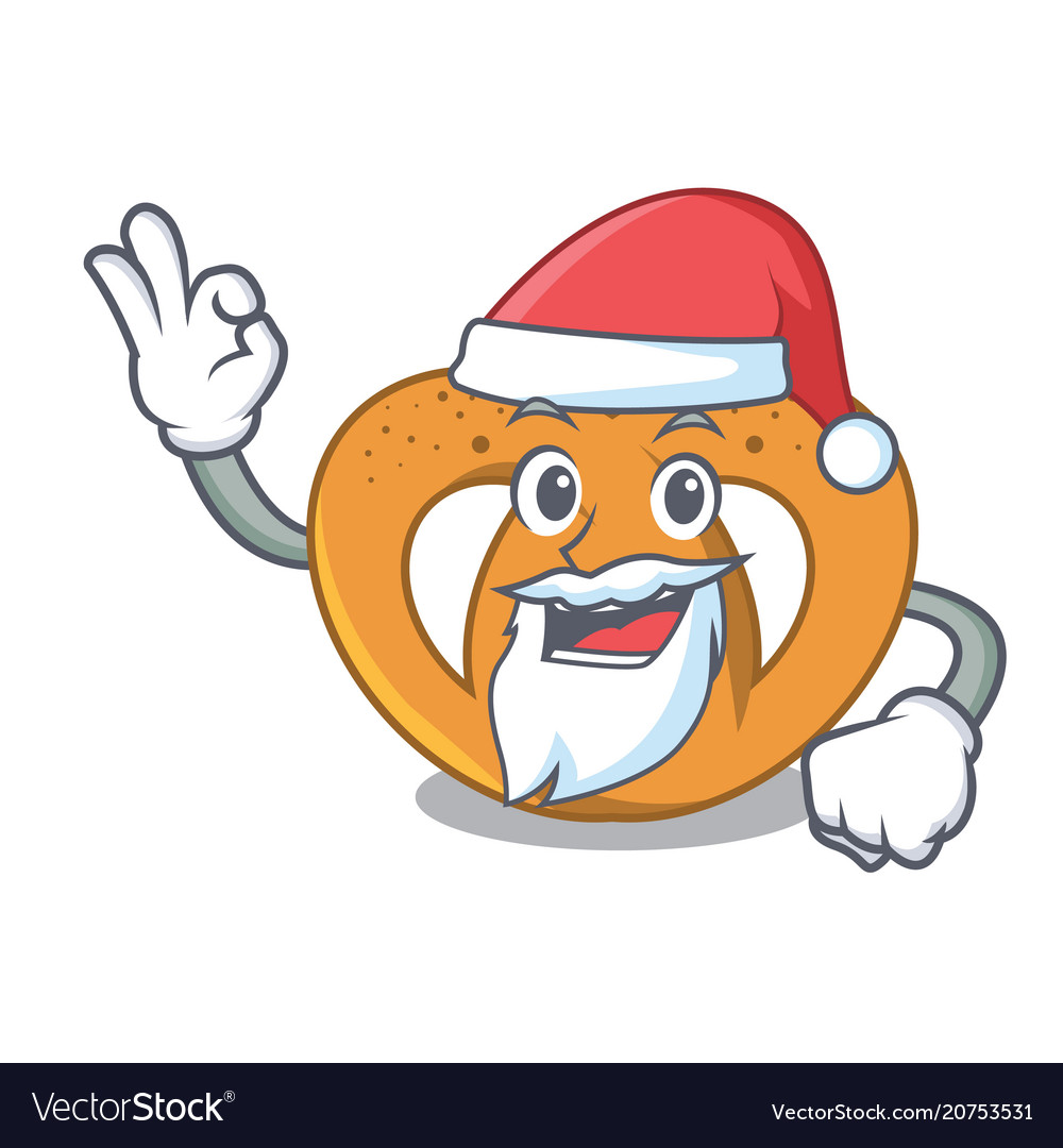 Santa pretzel mascot cartoon style