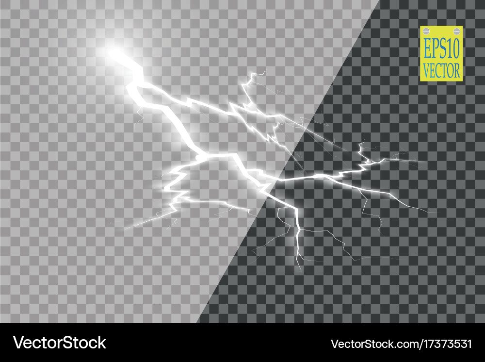 Set of lightnings thunder-storm Royalty Free Vector Image