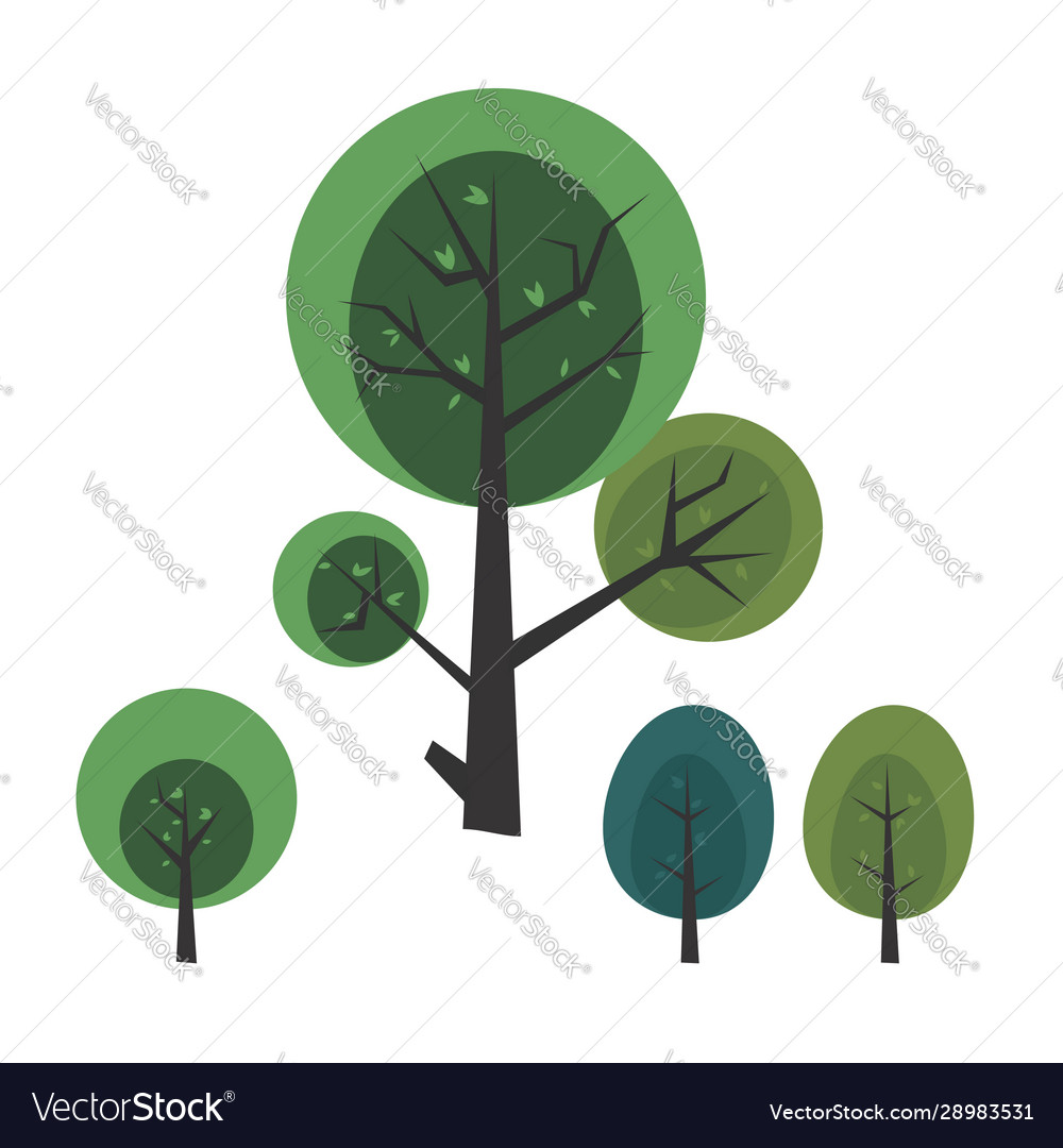 Set trees with cartoon style for nature save Vector Image Set trees with cartoon style for nature save Vector Image