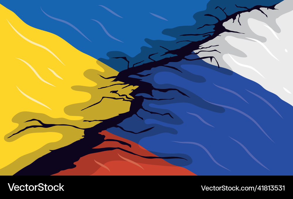 Ukraine and russia flags Royalty Free Vector Image