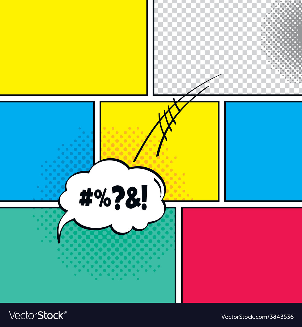 Comic template element with speech bubble halftone