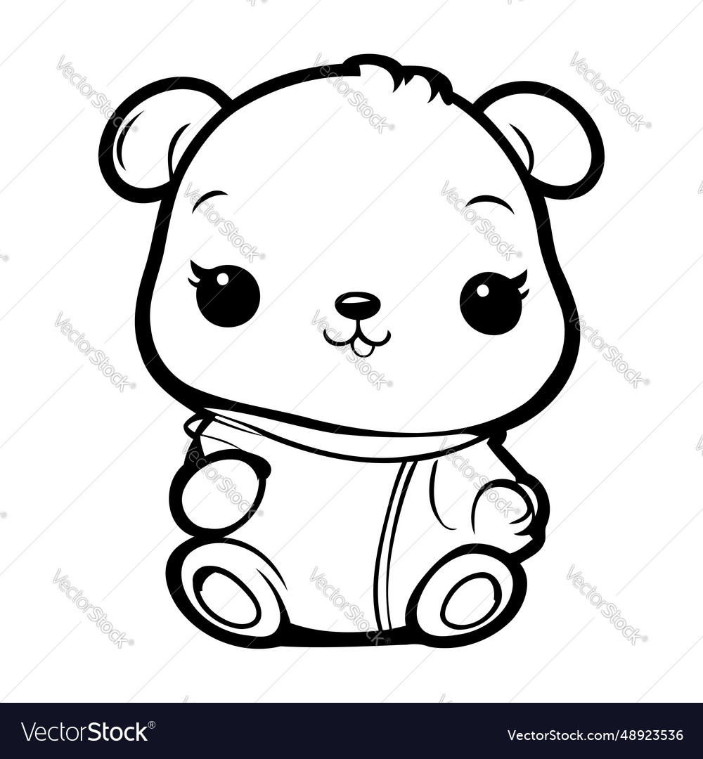 Cute cartoon baby bear isolated on white