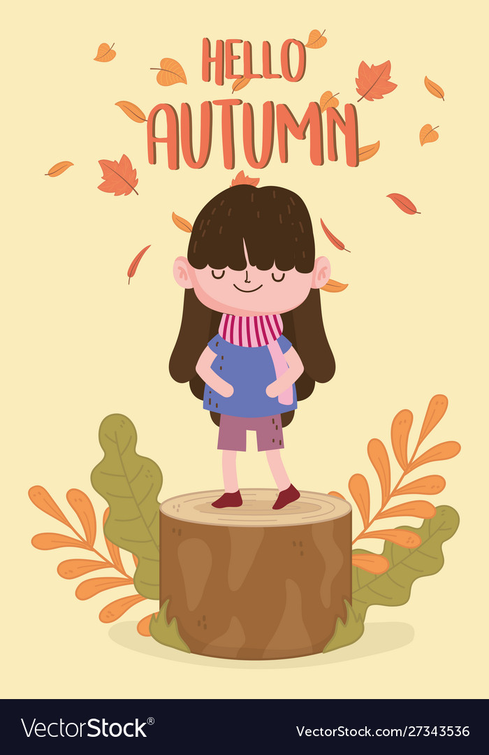 Cute girl hello autumn poster