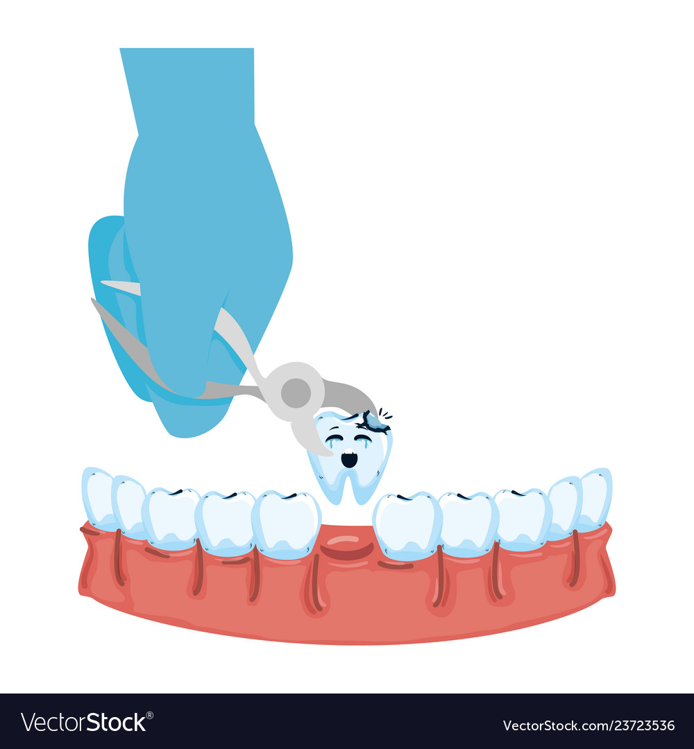 Dentist extracting tooth with pliers Royalty Free Vector