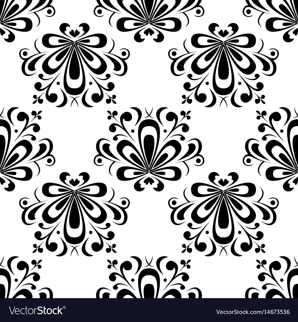 Floral seamless pattern black Royalty Free Vector Image