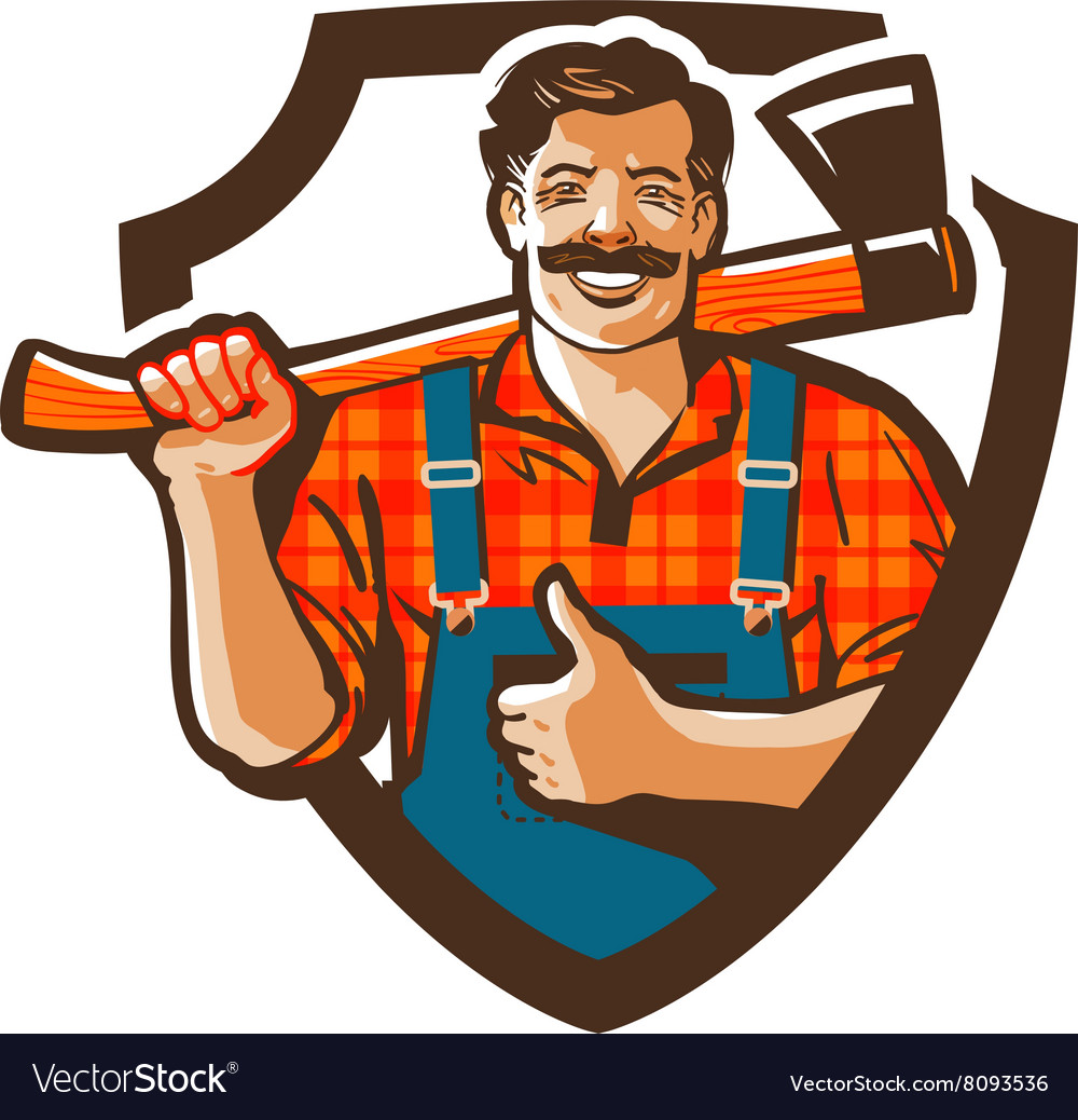 Lumberjack logo woodcutter or forester Royalty Free Vector