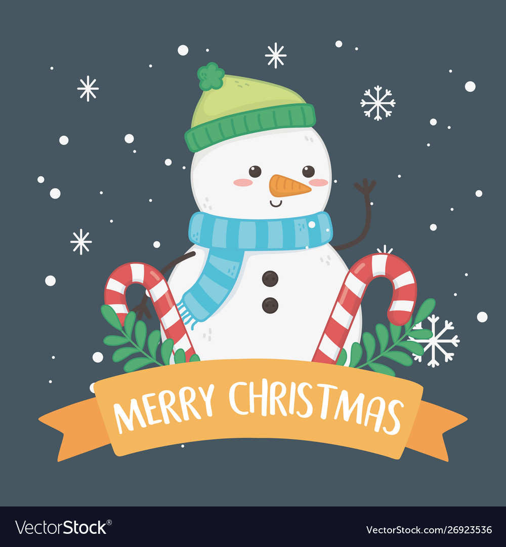 Merry christmas card with snowman