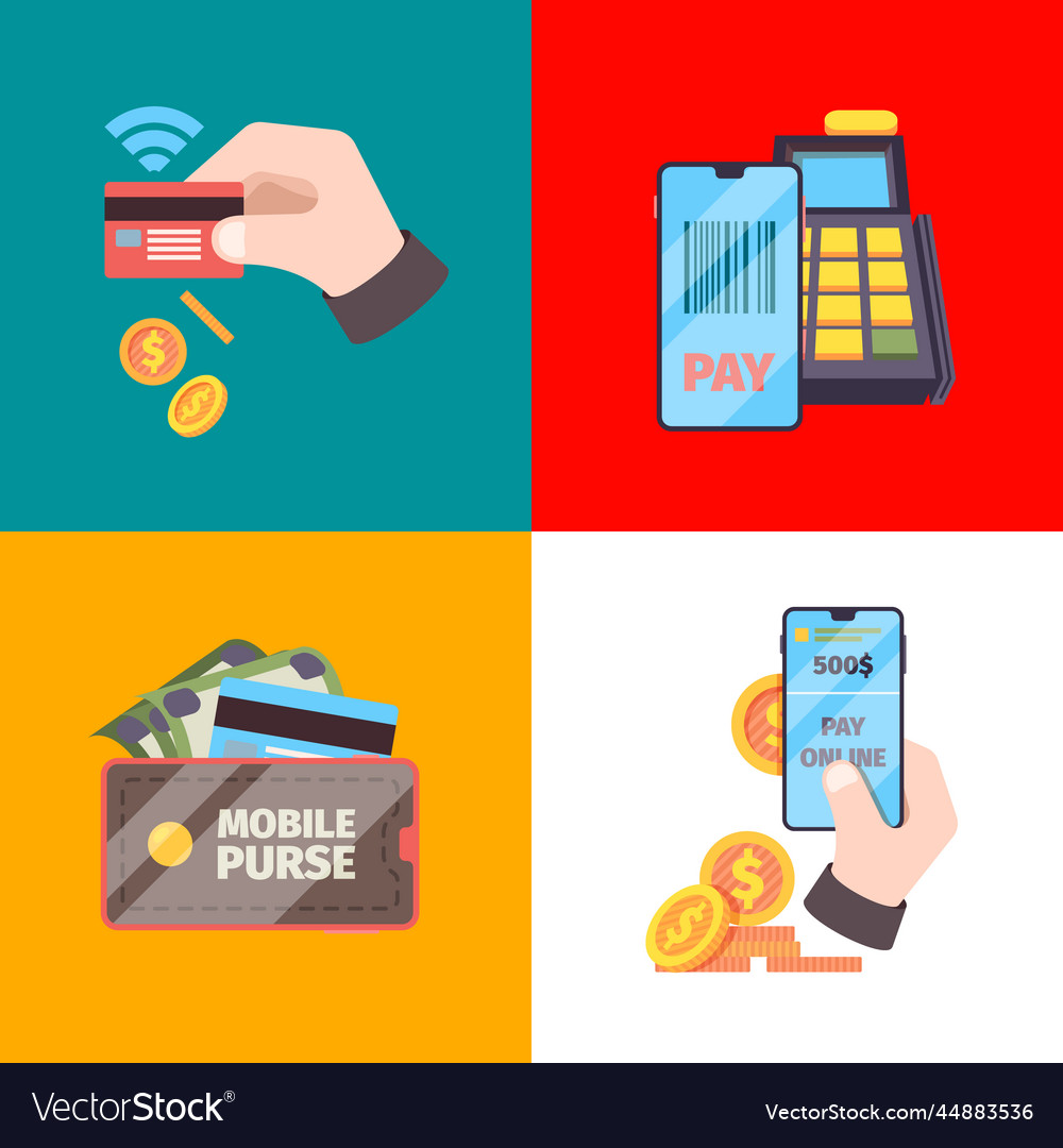 Online payment nfc cards mobile smartphone Vector Image