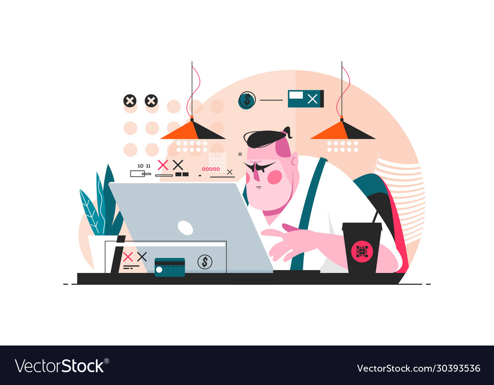 Programmer working on laptop Royalty Free Vector Image