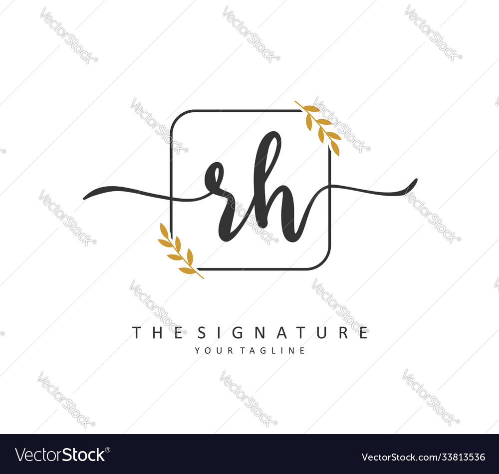 R h rh initial letter handwriting and signature Vector Image