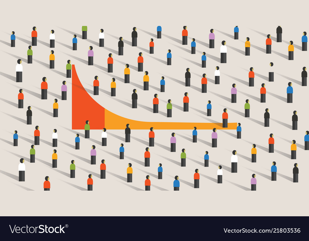 Simple chart of long tail marketing theory for Vector Image